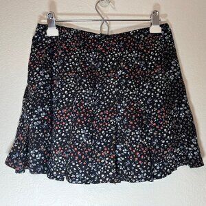 Abercrombie Kids Black with Pink and White Floral Gathered Skirt- Size 13/14
